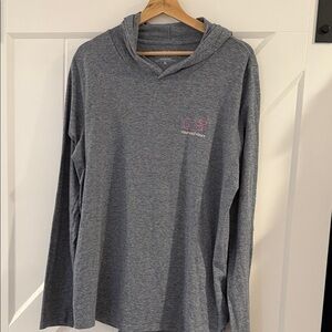 Vineyard Vines Heather Gray Long Sleeve with Pink Logo